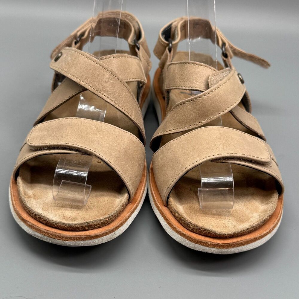 Wolky Sunstone tan/beige Leather walking Sandals Strappy Hook & Loop